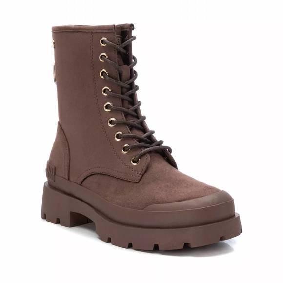 NEW XTI women's suede lace-up booties in brown - Picture 1 of 3